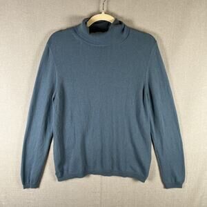 🤎 Nordstrom 100% Cashmere Turtleneck Sweater Womens Blue Size Medium Casual 🤎
